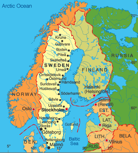 Карта Швеции